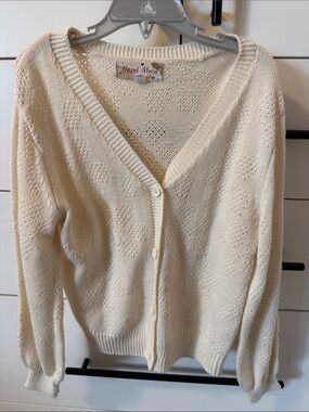 Hazel Moon Cream V-Neck Button-Front Cardigan